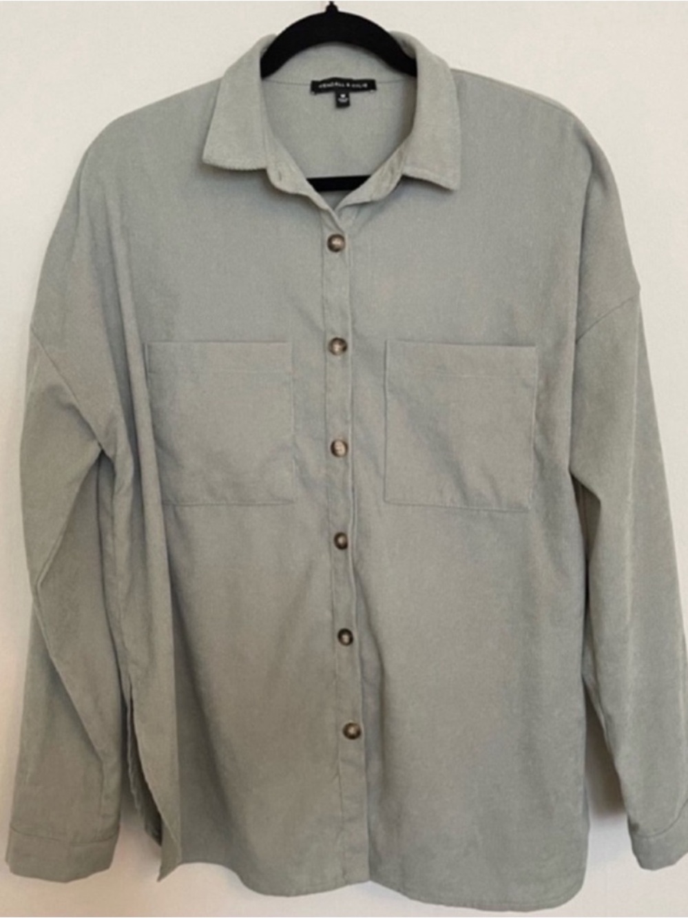 KENDALL & KYLIE Button Up Shirt Sz Medium Green Long Sleeve Boyfriend Oversized
